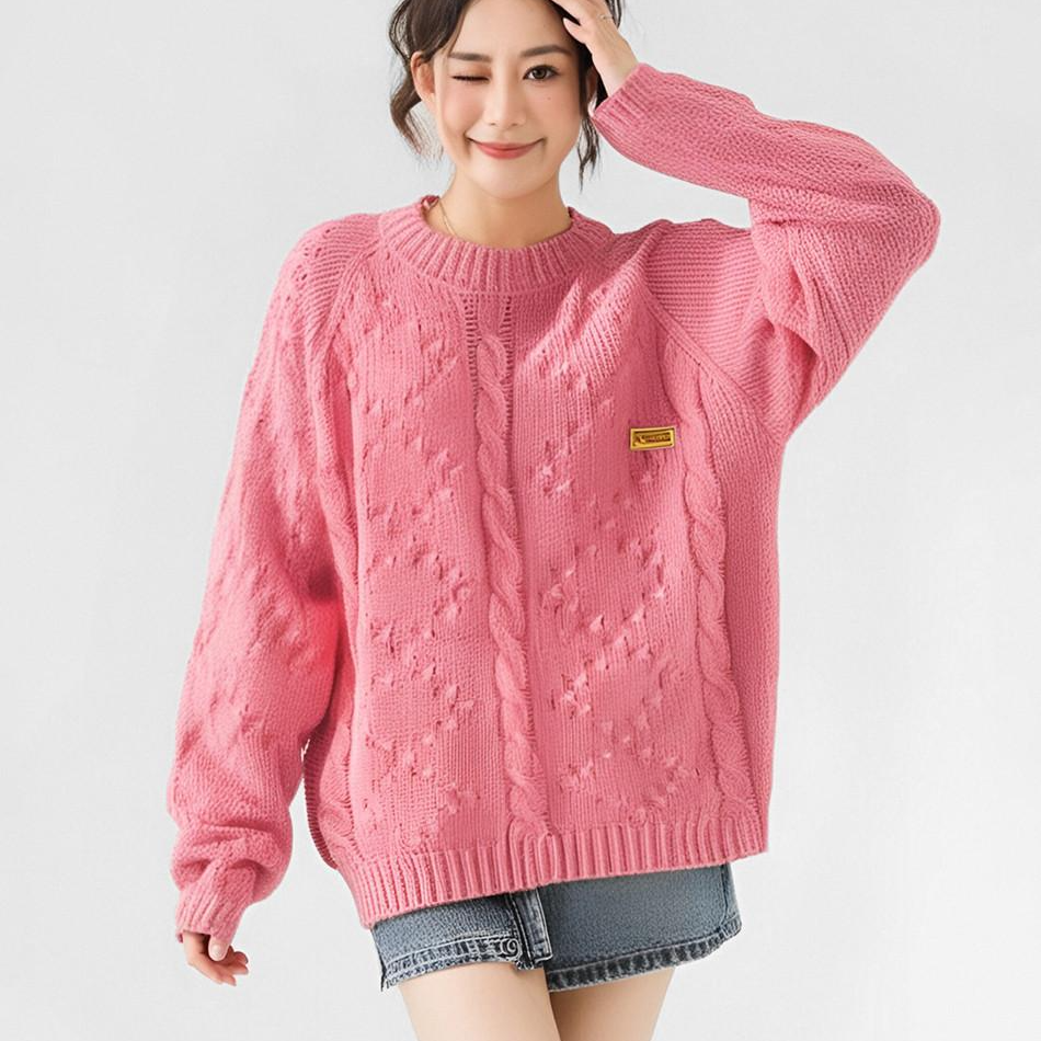 A532针织衫提花短款宽松I07116RD309