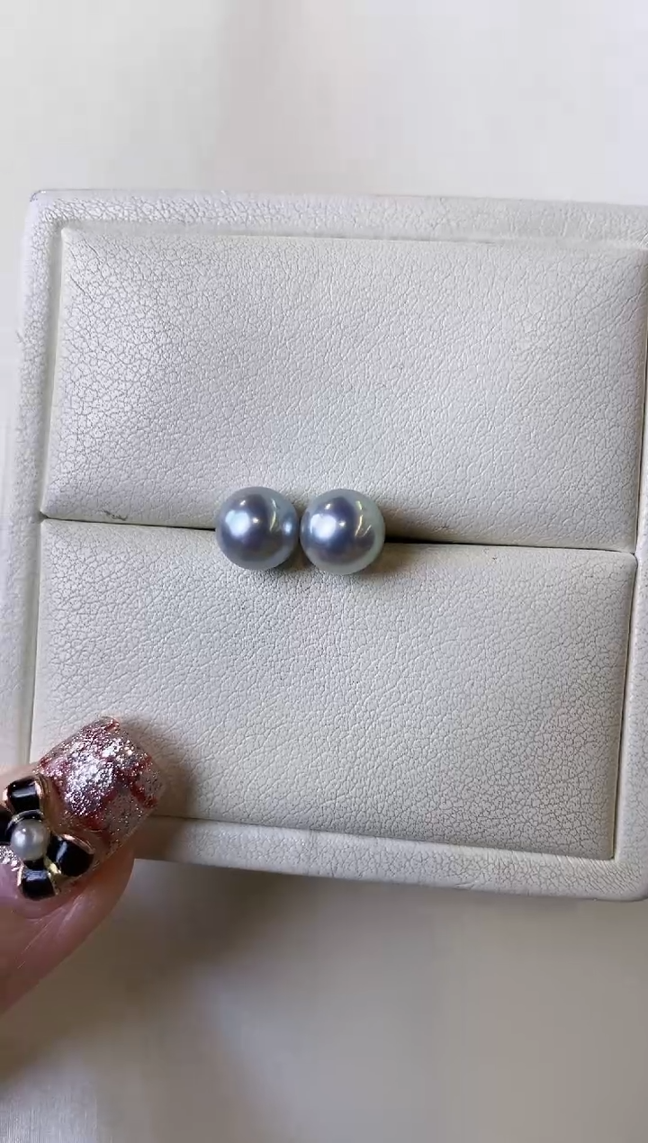 【闪购商品】海水珍珠耳饰银S925镶嵌7.5-8真多麻耳饰