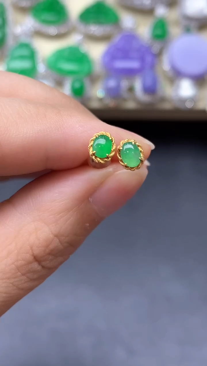 颈饰18K金镶嵌翡翠393-中国好珍宝