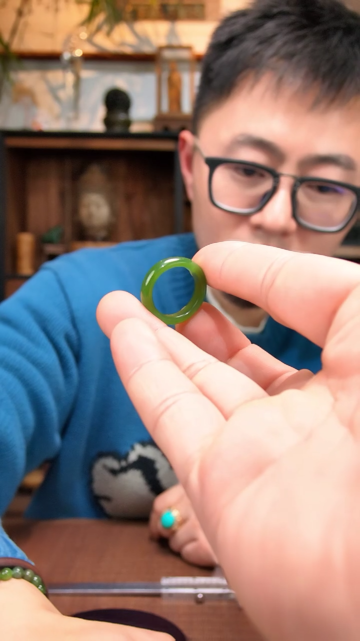 未镶嵌戒指和田玉18#碧玉指环XEZB