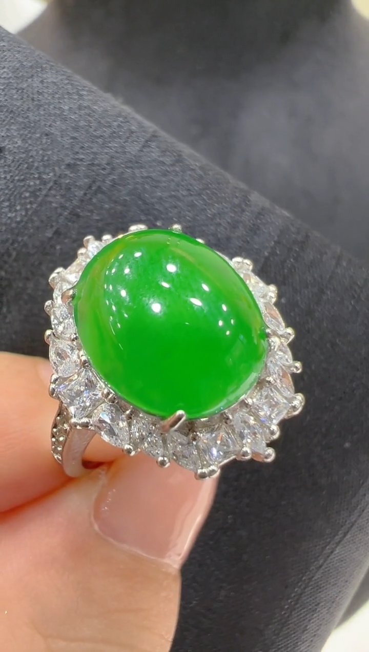 翡翠戒指银S925镶嵌多样性团购发一件