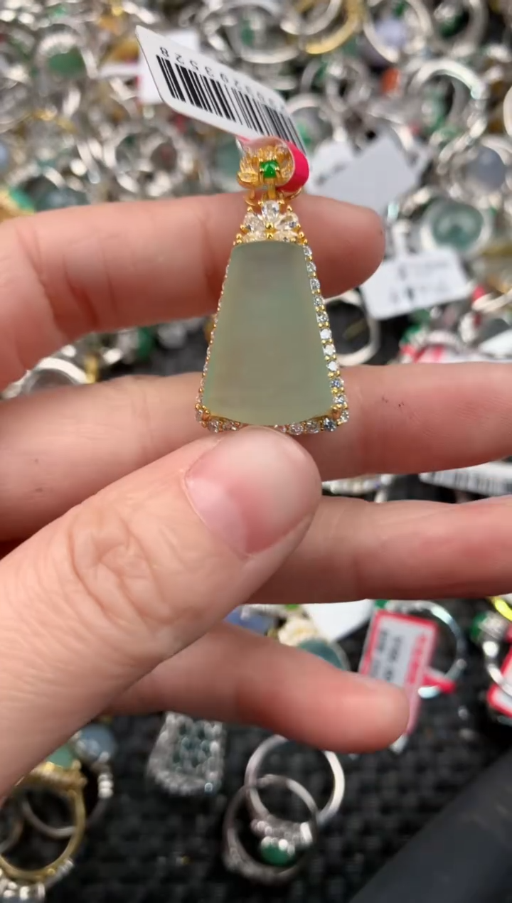 银S925镶嵌戒指翡翠12  3
