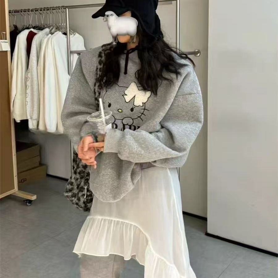 胖MM慵懒风时尚套装上衣连衣裙休闲套装印花百搭秋冬减龄