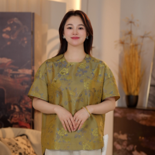 潘  新中式国风2025年新款时尚百搭宋锦上衣96625