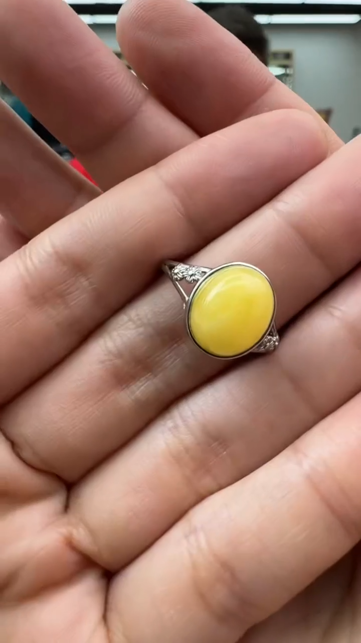 【闪购商品】琥珀戒指银S925镶嵌524秒拍号