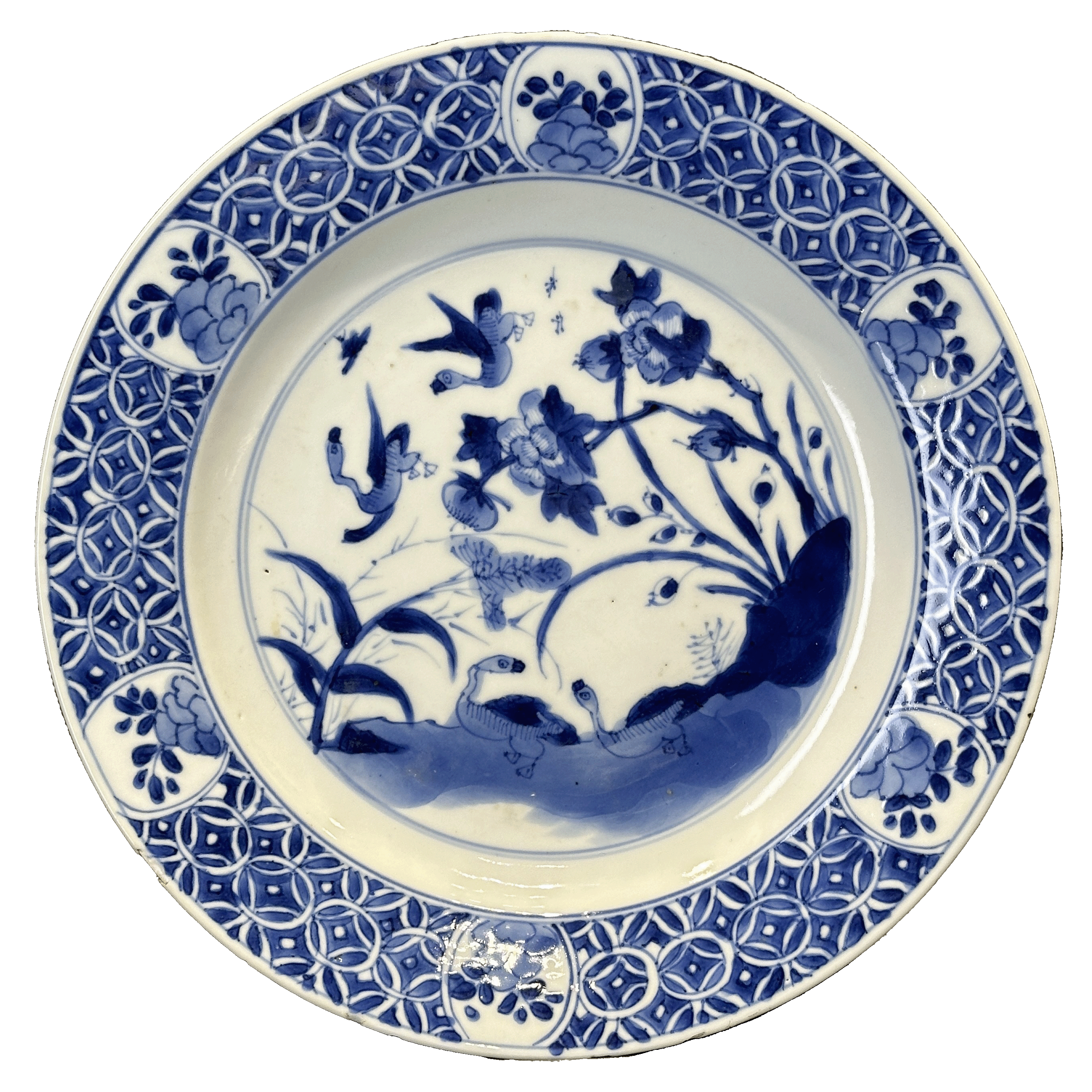 25200066y青花飞鸣食宿纹盘