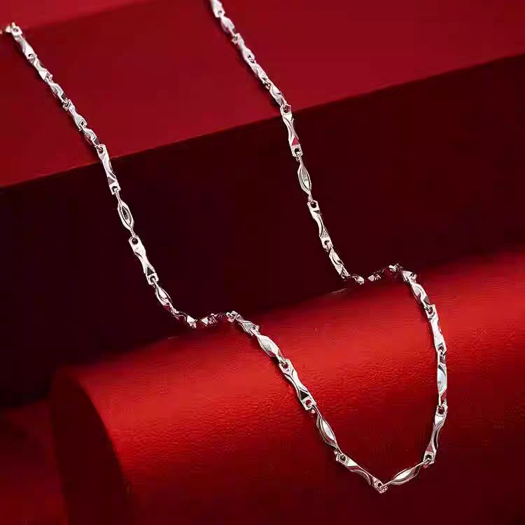 链子足银 足银990纯银元宝链女素链