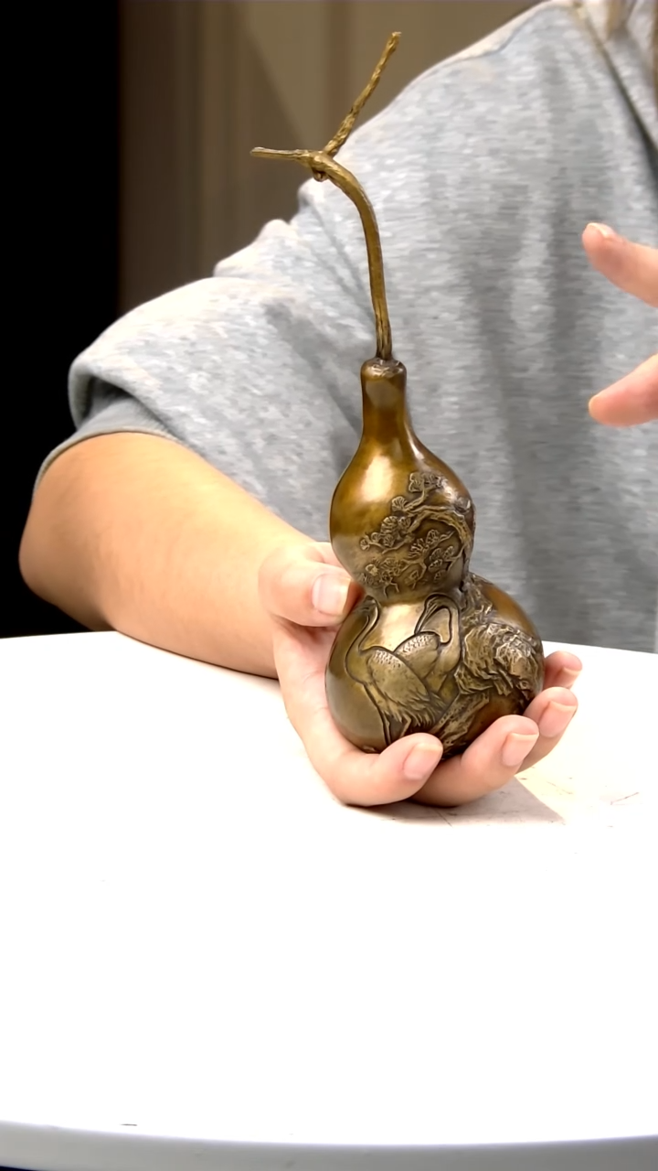 铜原创雕塑摆件葫芦《松鹤延年》