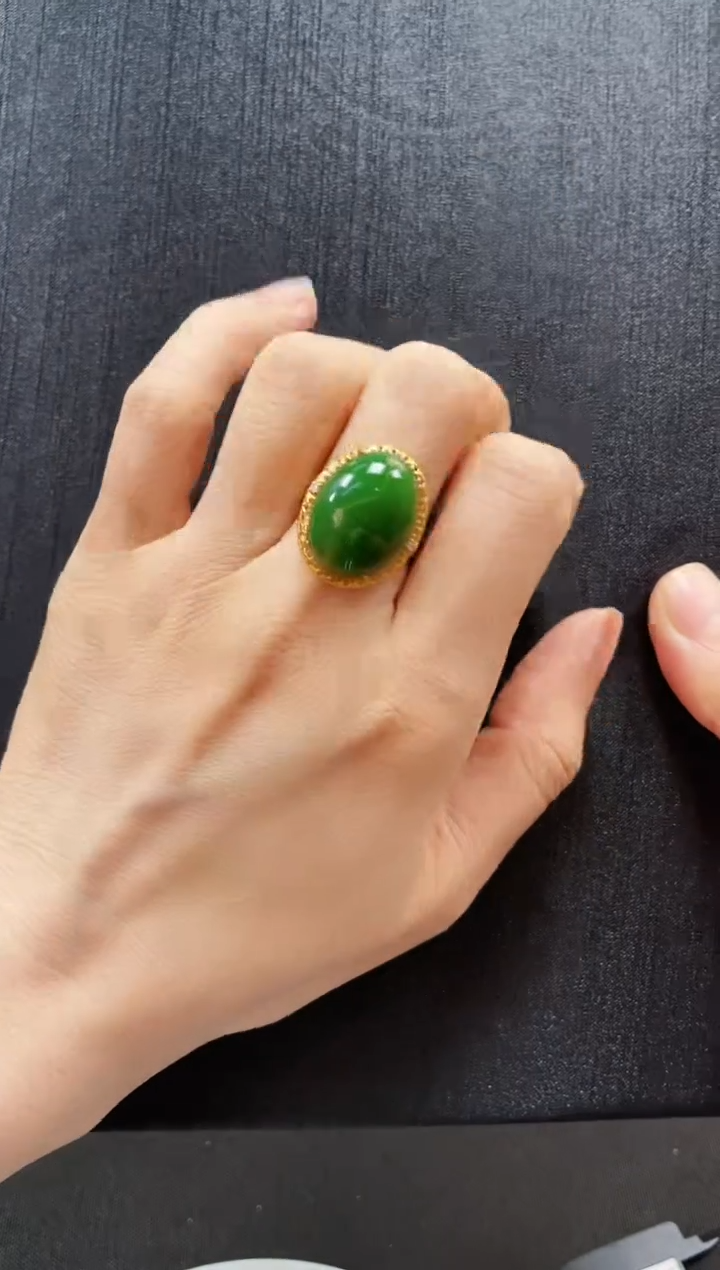 和田玉戒指银S925镶嵌多样性发一