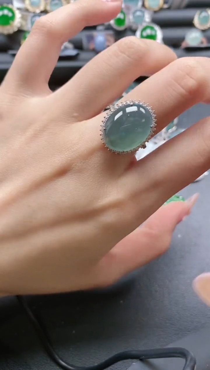 【闪购商品】翡翠戒指银S925镶嵌51511