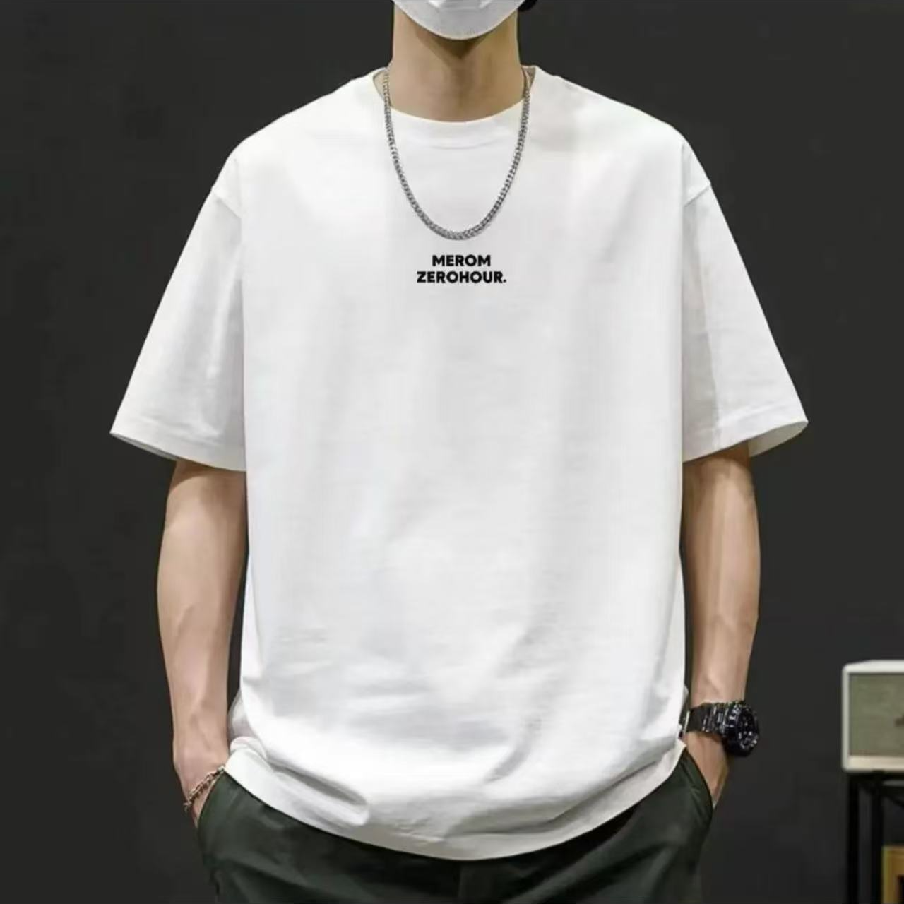 美式复古t恤男基础大众日常圆领T恤时尚半袖印花男装潮流休闲短袖