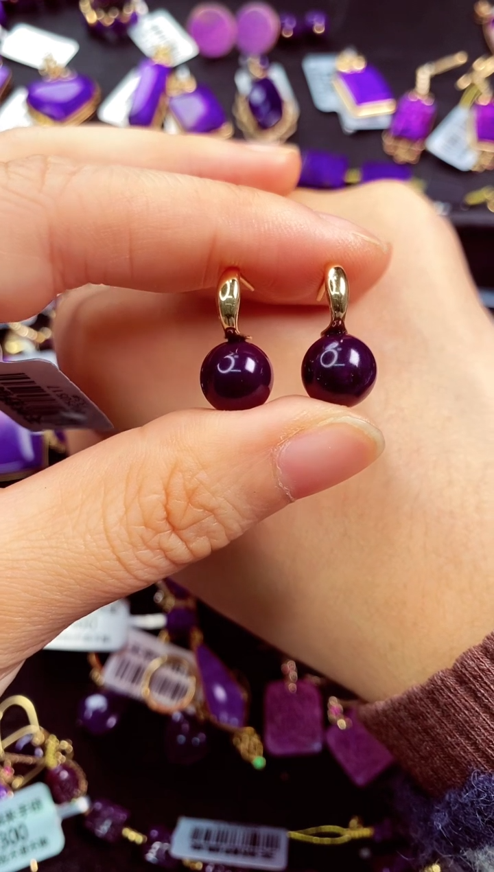 苏纪石（舒俱来）18K金镶嵌耳饰1