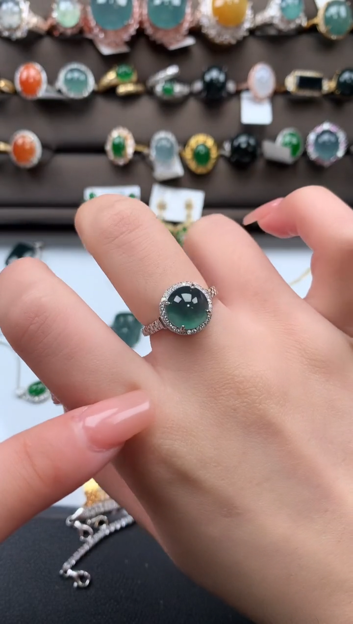 【闪购商品】翡翠戒指银S925镶嵌51224