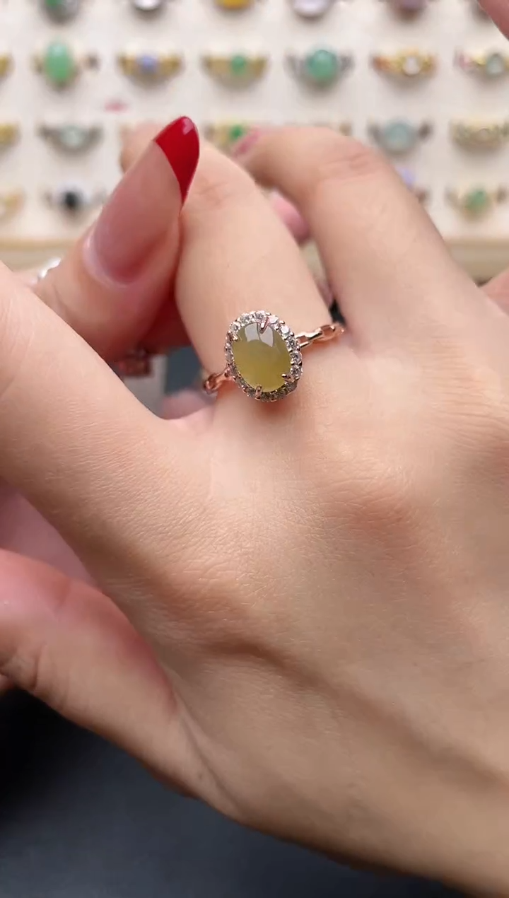 【闪购商品】翡翠戒指银S925镶嵌1一物一证一礼盒