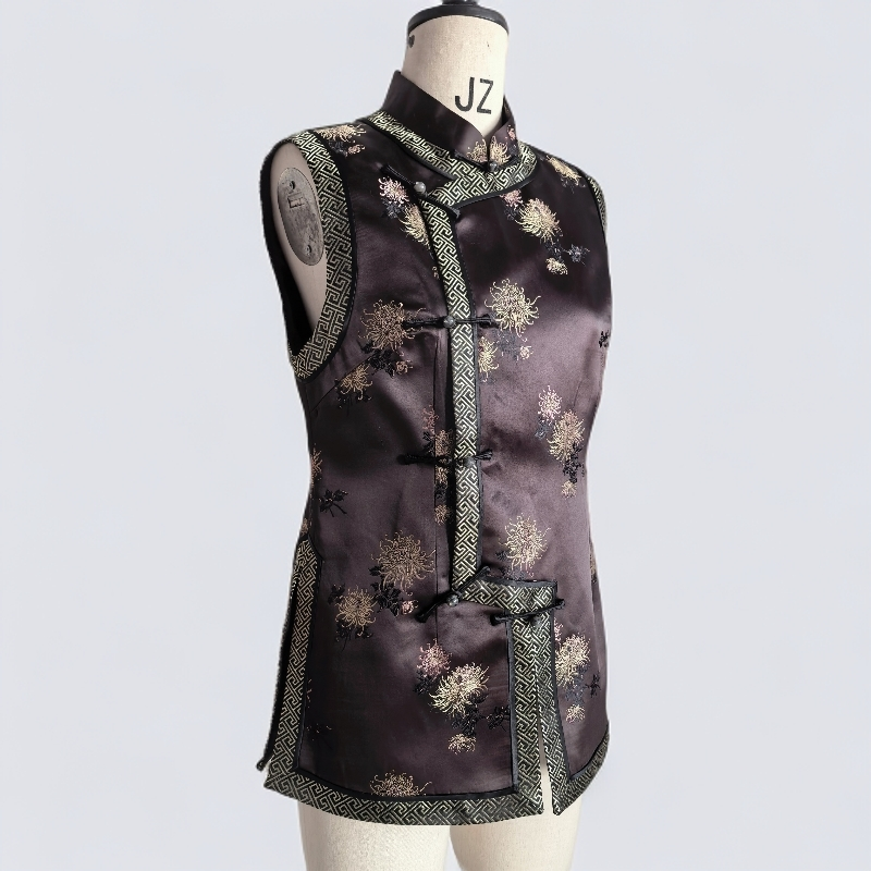 格格新中式百褶领修身女士马甲复古时尚GA4BO021400