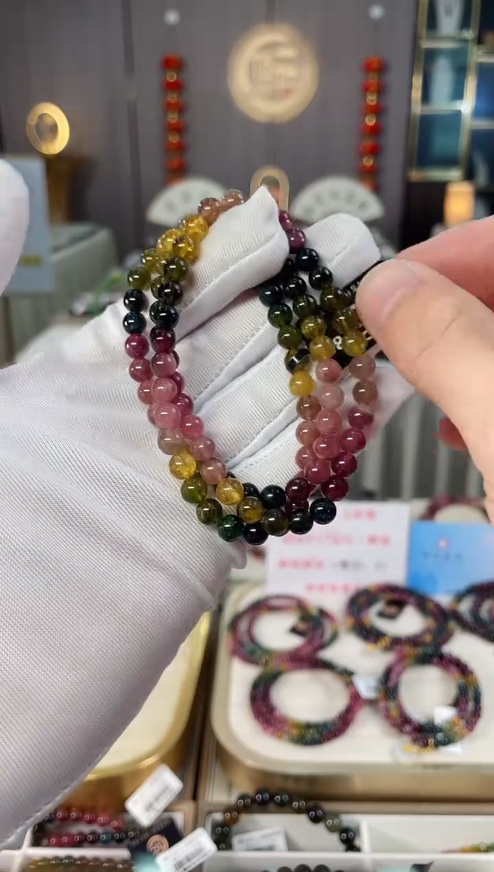 老矿碧玺三圈手串6mm+未镶嵌碧玺（多样性发一条）xion