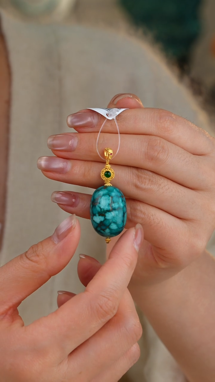 【闪购商品】绿松石吊坠(不含链)18K金镶嵌1