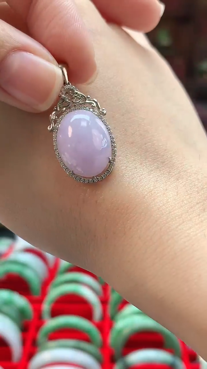 【闪购商品】翡翠颈饰银S925镶嵌赠礼盒证书 敏