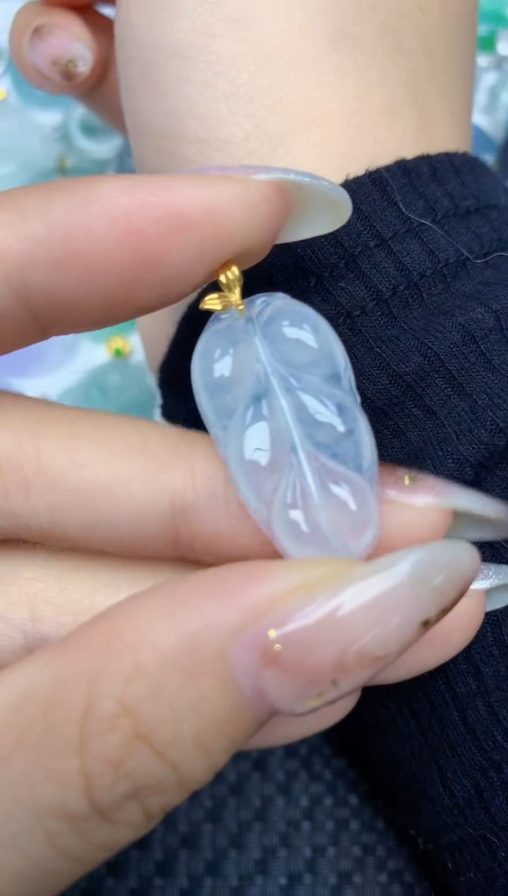 颈饰18K金镶嵌翡翠天然缅甸翡翠a货百元以上9元证书费自理