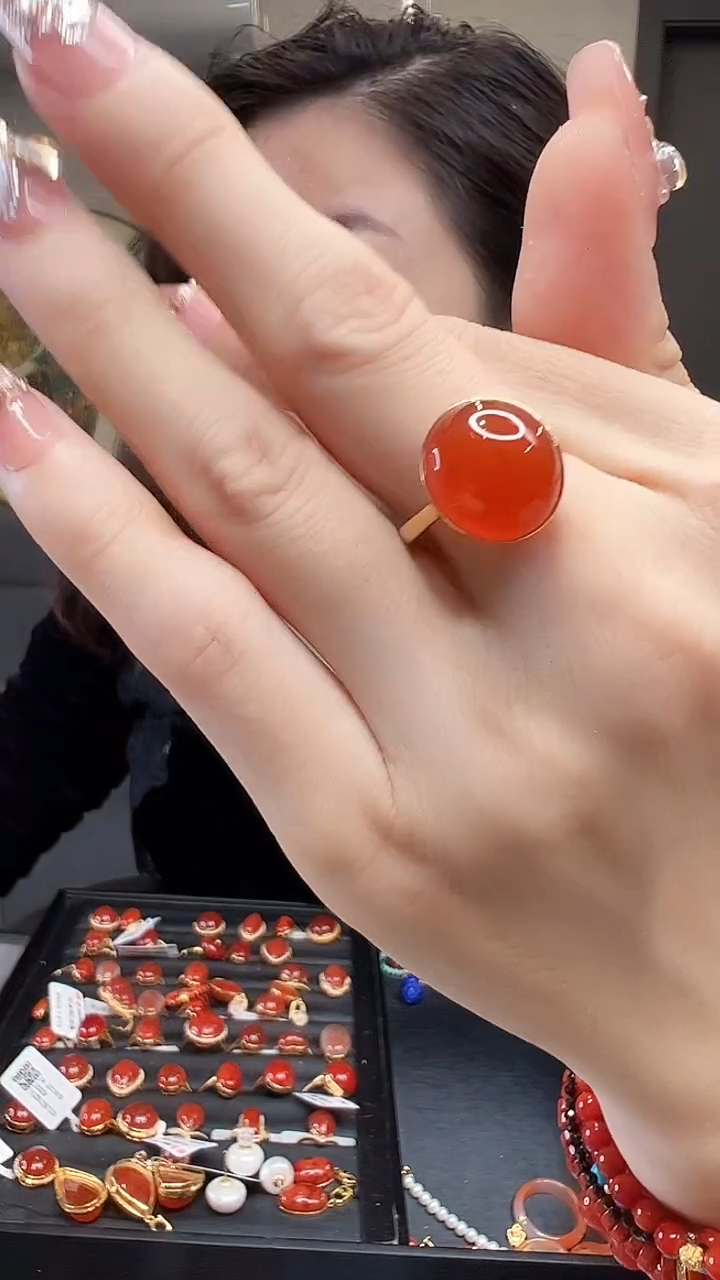 【闪购商品】南红玛瑙戒指18K金镶嵌/YJ