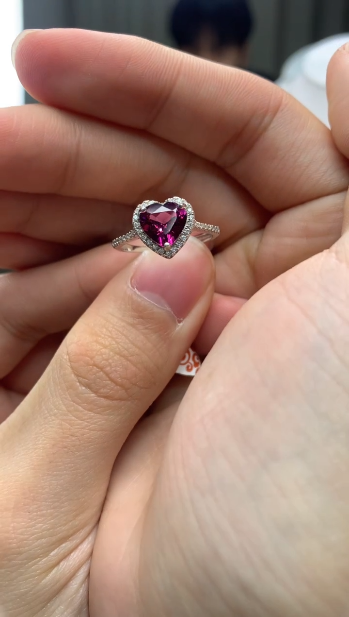 银S925镶嵌戒指石榴石J21-4