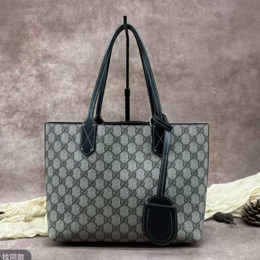 95新 GUCCI/古驰 老花拼黑 PVC拼牛皮 托特包【静文】BGH003690142
