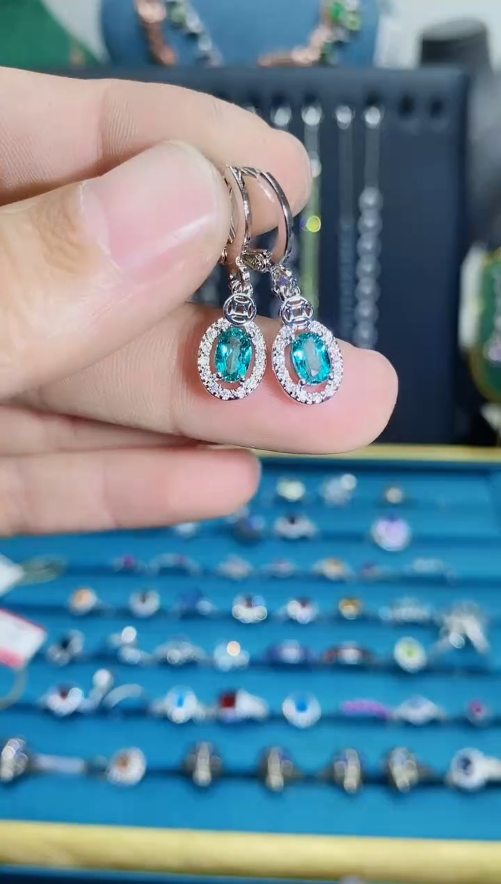 【闪购商品】托帕石耳饰银S925镶嵌1121