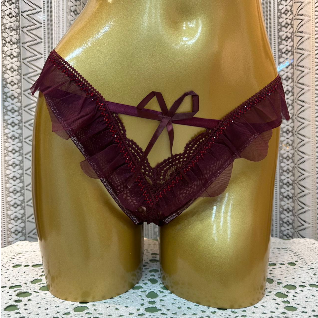 xarifa烫钻性感蕾丝镂空诱惑女士三角内裤352