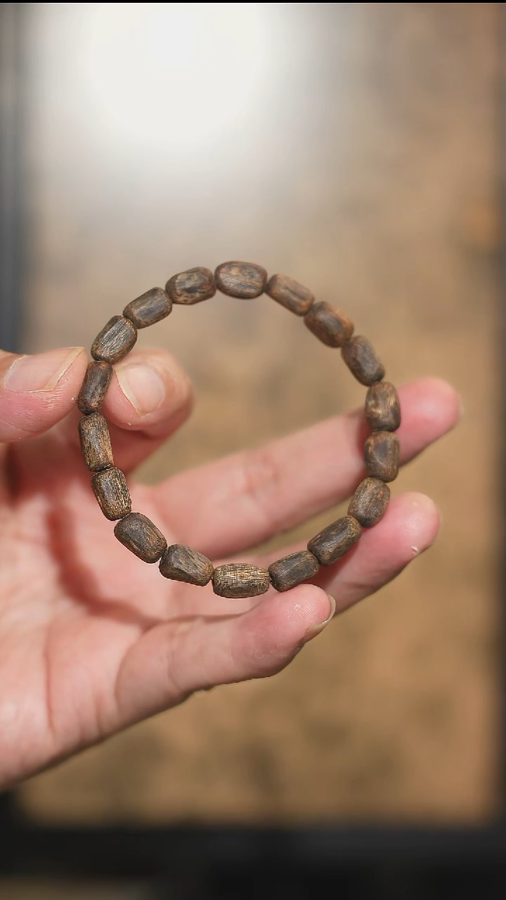 沉香手串海南绿奇楠沉水树心油虫漏随型单圈6克