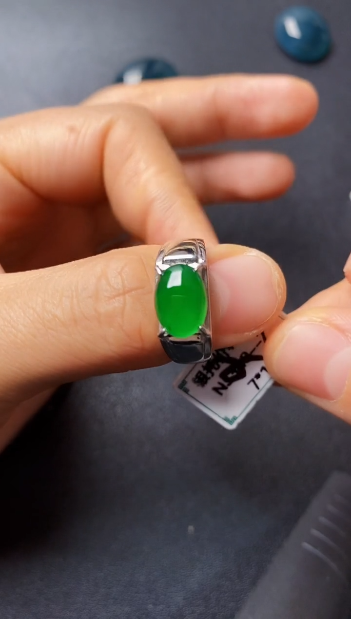 银S925镶嵌戒指翡翠2222222