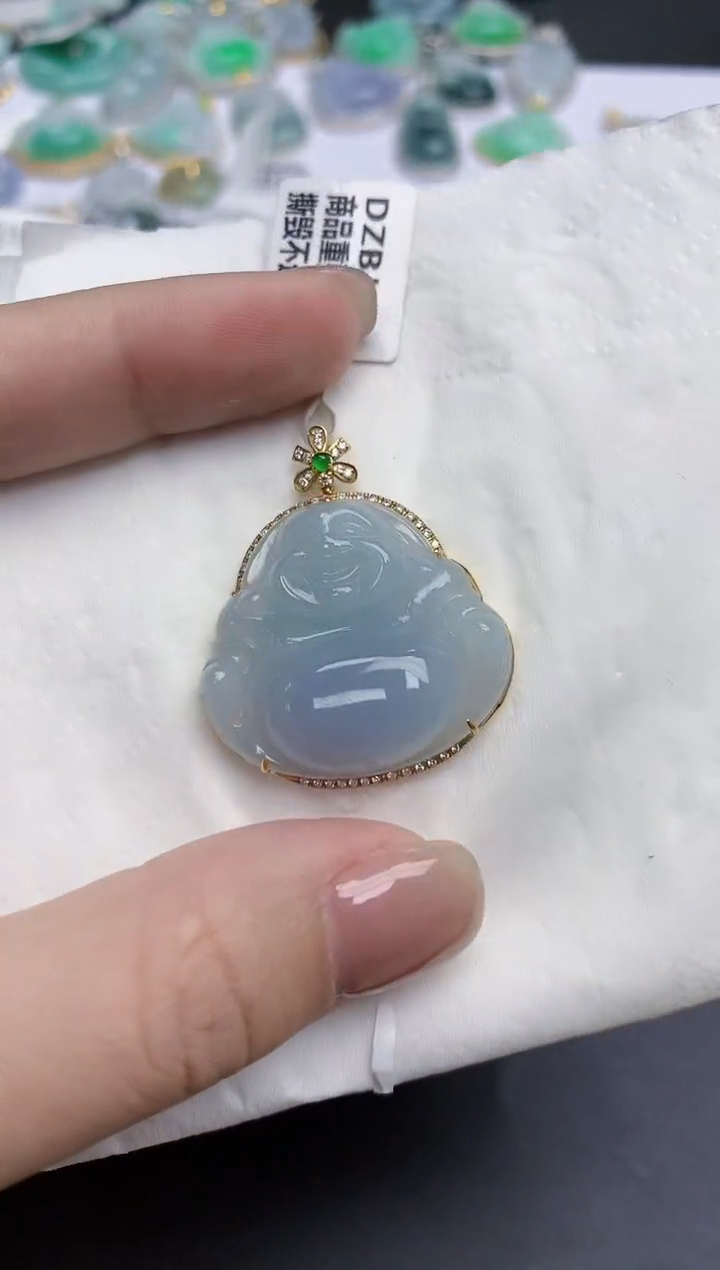 【闪购商品】翡翠颈饰18K金镶嵌天然缅甸翡翠A货