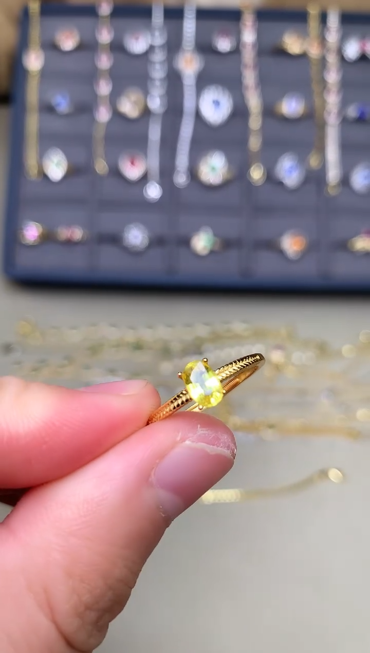 戒指蓝宝石银S925镶嵌戒指