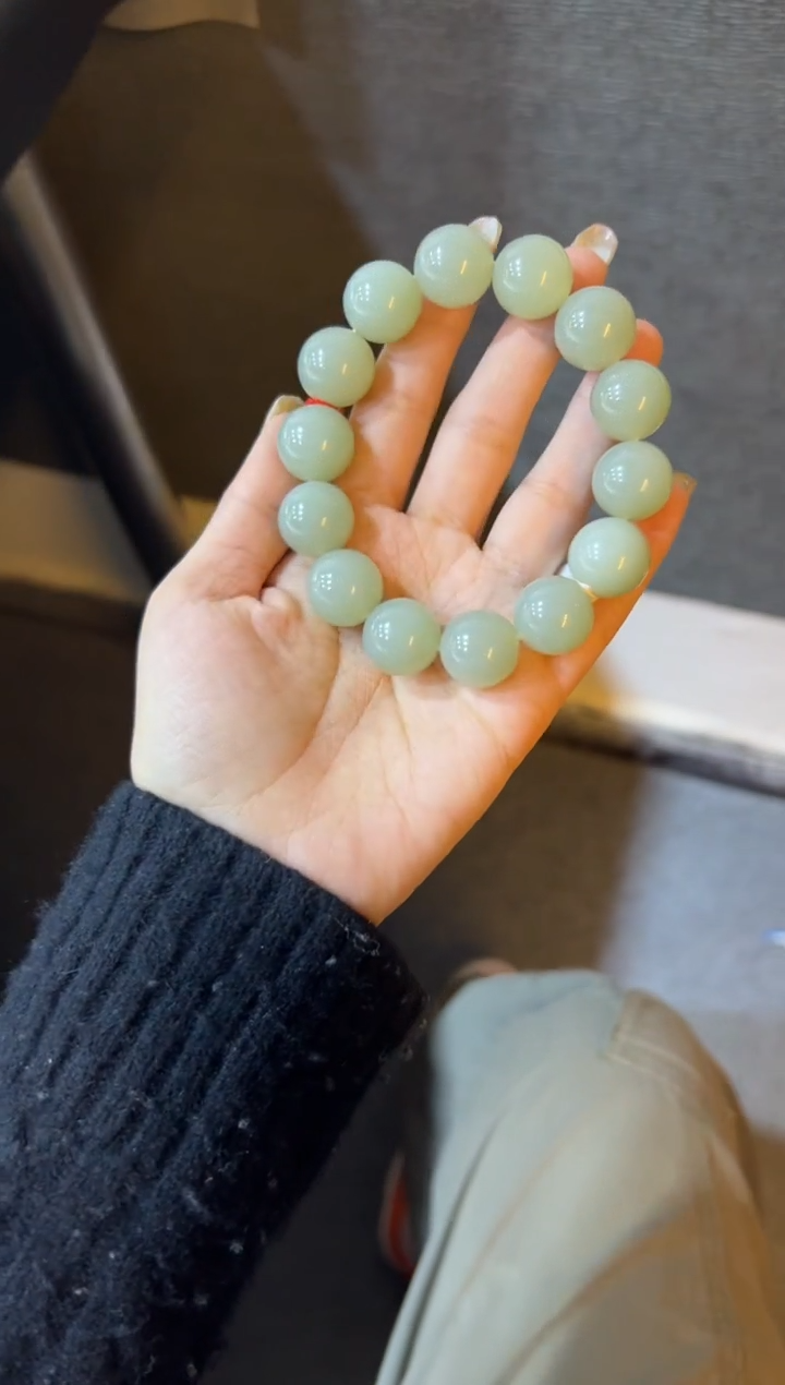 未镶嵌手串和田玉领***号且末近矿高清白手串（产地直发）