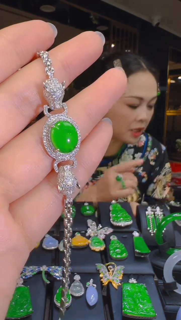银S925镶嵌手链翡翠041(多样性发货发其一)