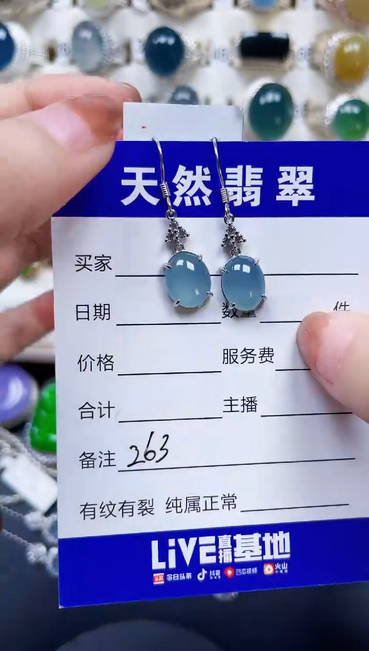 银S925镶嵌翡翠耳饰263