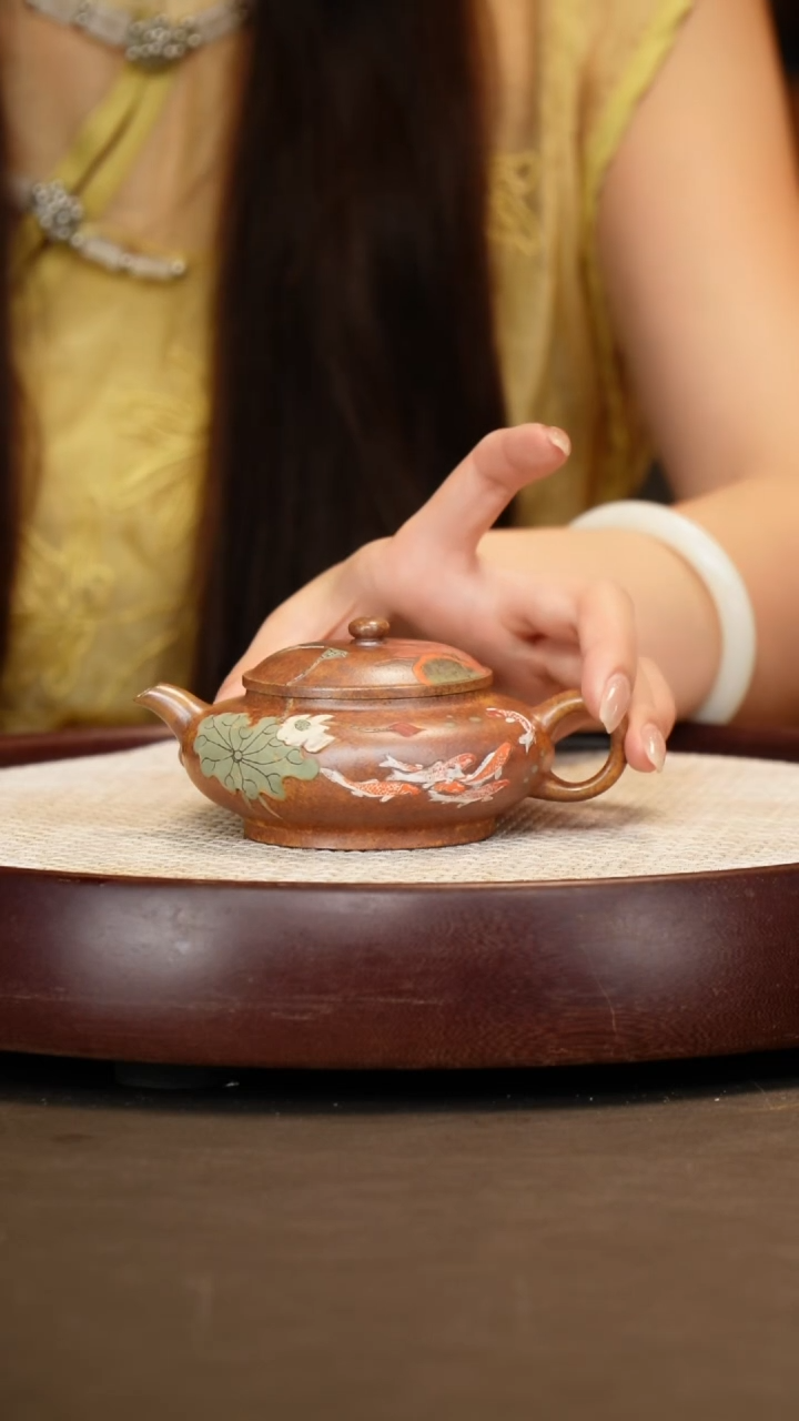 茶壶紫砂【庄根娣】黄金砂古法烧虚扁  180CC