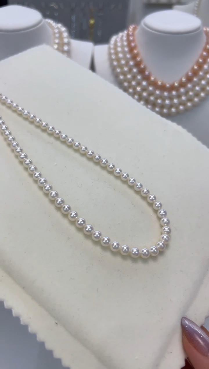 【闪购商品】淡水珍珠颈饰银S925镶嵌5-6mm白珠项链