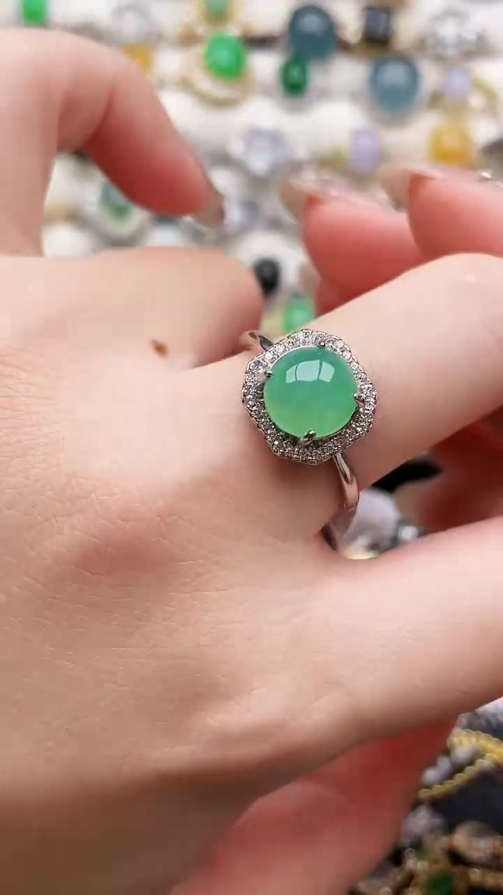 银S925镶嵌戒指翡翠137