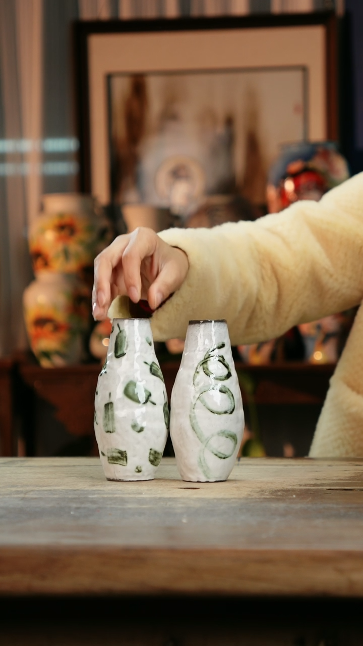 【闪购商品】瓷片景德镇纯手工釉下彩精品花瓶