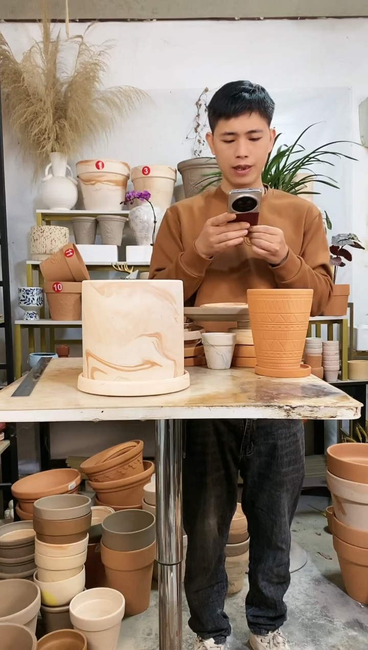 【闪购商品】红陶18*18玛奇朵直筒 1盆1托