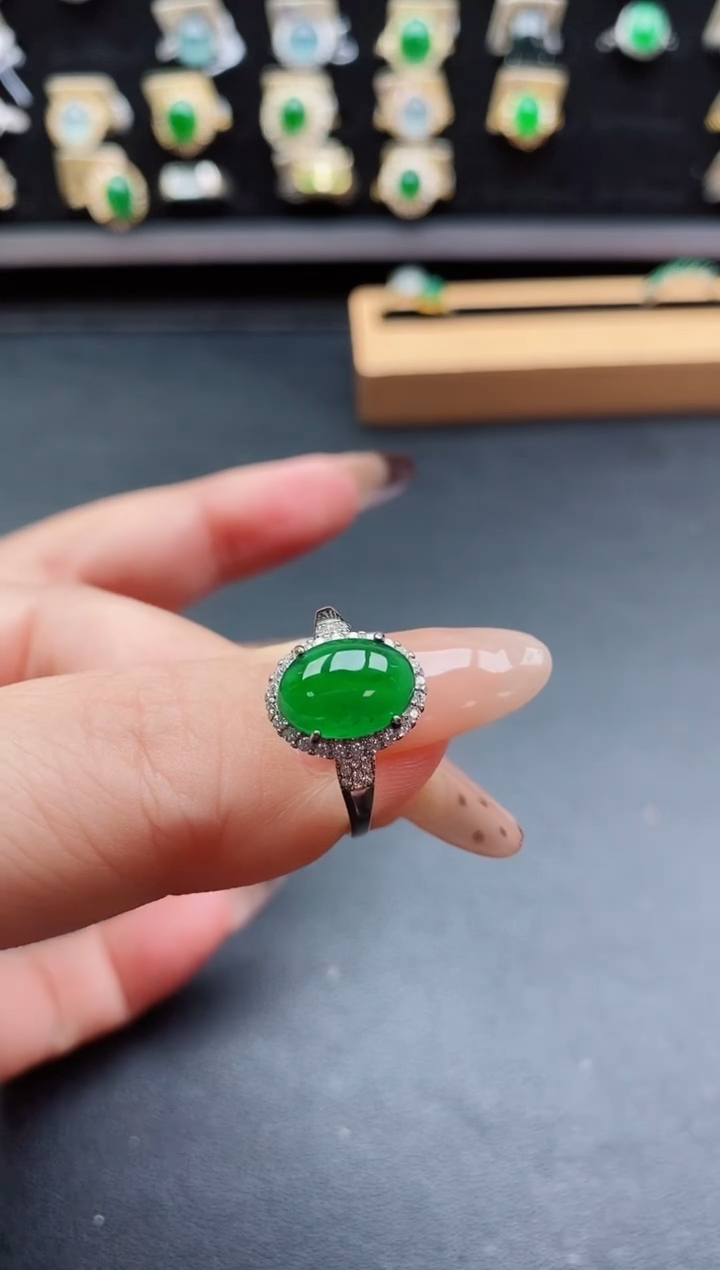 银S925镶嵌戒指翡翠1