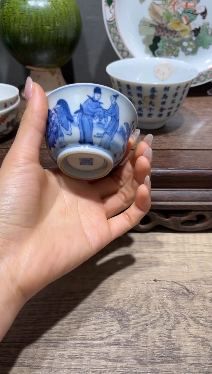 瓷片古**青A381 瓷器小摆件小摆件