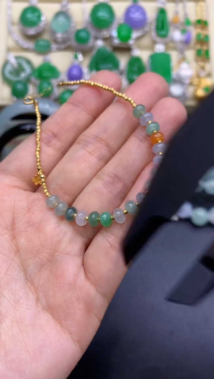 18K金镶嵌手链翡翠242-中国好珍宝