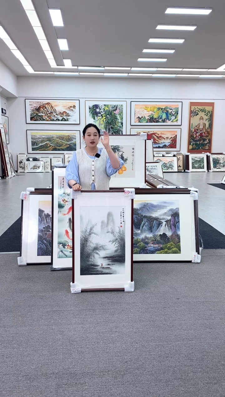 国画100*60渔舟唱晚手绘精品