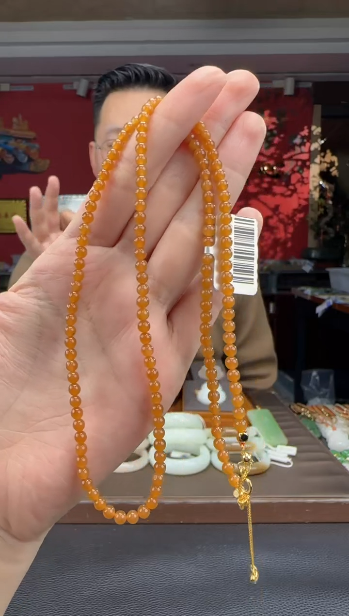 颈饰未镶嵌和田玉且末金糖妈妈链卡4