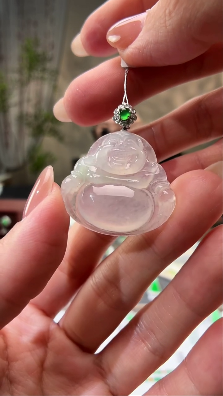 吊坠(不含链)18K金镶嵌翡翠佛公