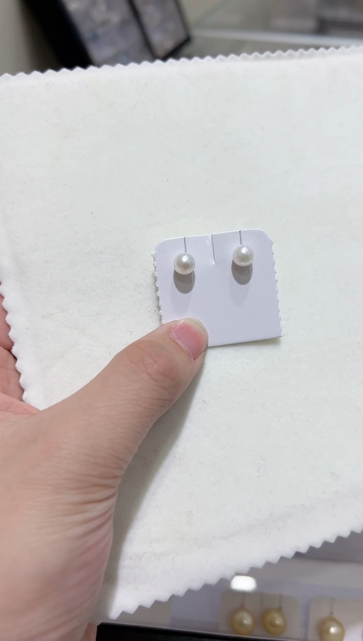 【闪购商品】海水珍珠耳钉18K金镶嵌ok19 akoya 多样性发一6-7