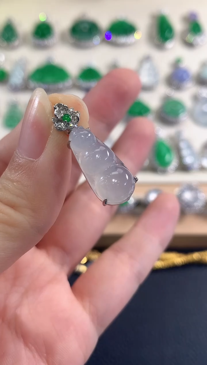 吊坠(不含链)18K金镶嵌翡翠d12  