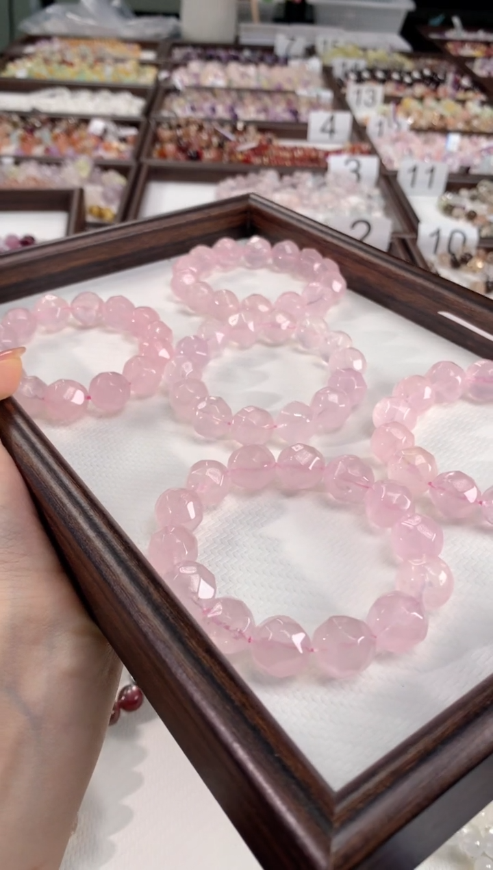 未镶嵌手链水晶粉晶奶酪单圈