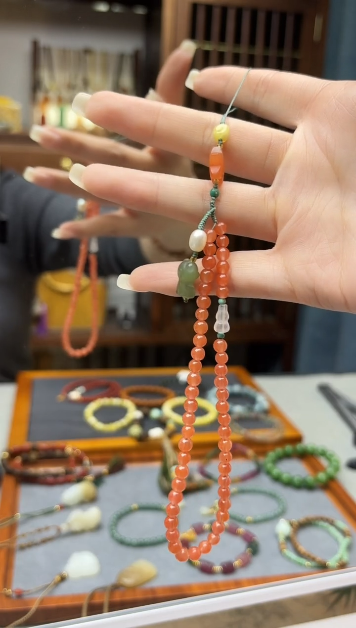 未镶嵌南红玛瑙挂件南红小米珠手机链挂件DN